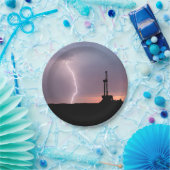 Oilfield Lightning Paarse Sunrise Papieren Bordje (Feest)