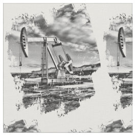 Oilfield Pumpjack in Black and White Splash Stof