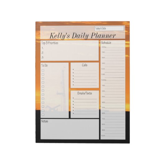 Oilfield Workover Rig op Sunset Daily Planner Notitieblok (Linkerzijde)