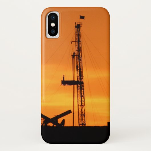 Oilfield Workover Service Rig, Oranje Sky Sunset Case-Mate iPhone Case (Achterkant)