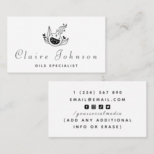 Oils Specialist Magic Potion Classic Black & White Visitekaartje (Voorkant / Achterkant)