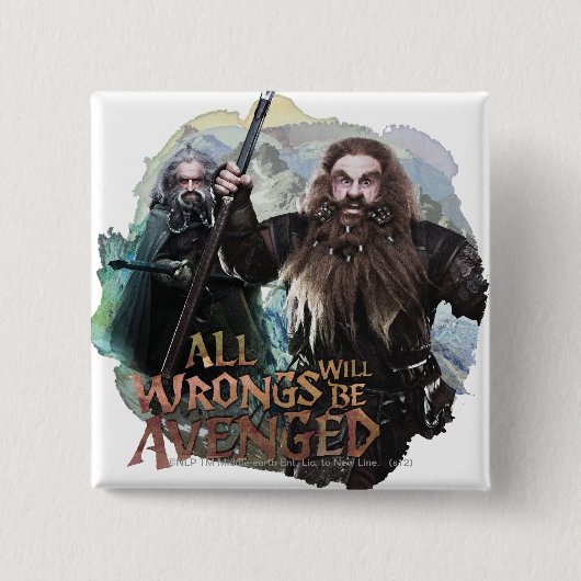 Oin en Gloin Vierkante Button 5,1 Cm (Voorkant)