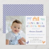 Oink Baa Cluck Moo Farmyard Animals Kaart (Voorkant / Achterkant)