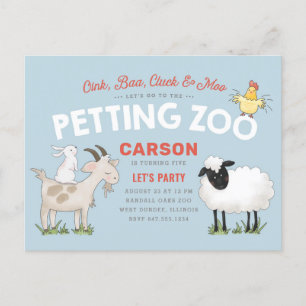 Oink Baa Cluck Moo Kind Birthday Invite Briefkaart