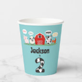 Oink Baa Moo 2e Verjaardag Boerderij Dier Kinderen Papieren Bekers (Voorkant)