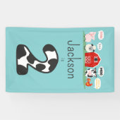 Oink Baa Moo 2e Verjaardag Boerderij Dier Kinderen Spandoek (Horizontaal)
