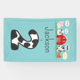 Oink Baa Moo 2e Verjaardag Boerderij Dier Kinderen Spandoek