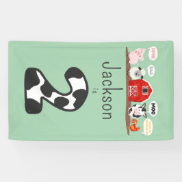 Oink Baa Moo 2e Verjaardag Boerderij Dier Kinderen Spandoek