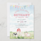 Oink Baa Moo Boerderijdieren 2e Verjaardagsfeest R Kaart (Voorkant)