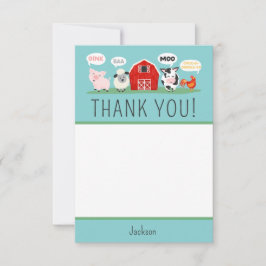 Oink Baa Moo Dank u Boerderij Dier Party Kinder Bedankkaart