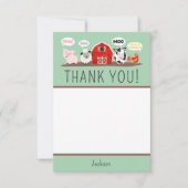 Oink Baa Moo Dank u Boerderij Dier Party Kinder Bedankkaart (Voorkant)