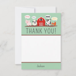 Oink Baa Moo Dank u Boerderij Dier Party Kinder Bedankkaart