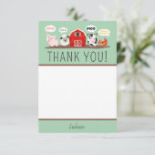 Oink Baa Moo Dank u Boerderij Dier Party Kinder Bedankkaart (Staand voorkant)