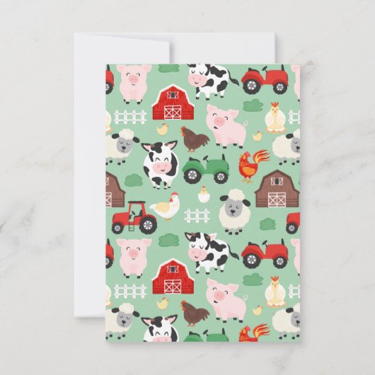 Oink Baa Moo Dank u Boerderij Dier Party Kinder Bedankkaart (Achterkant)