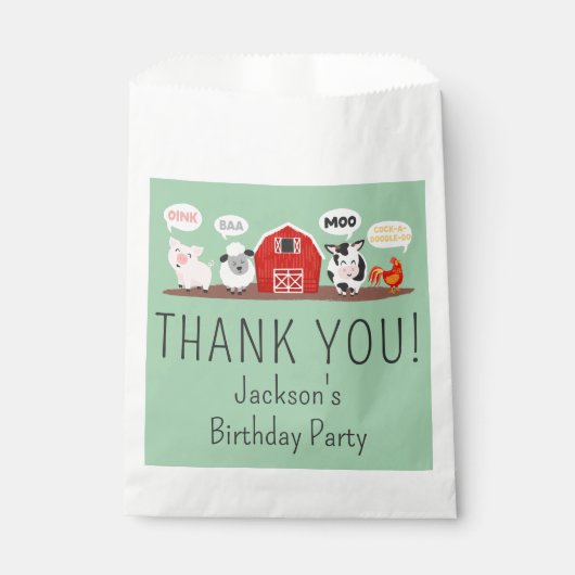 Oink Baa Moo Dank u Boerderij Dierenfeest Bedankzakje (Voorkant)