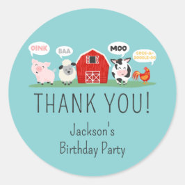 Oink Baa Moo Dank u Boerderij Dierenfeest Ronde Sticker