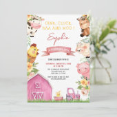 Oink Baa Moo Farm Animals Barnyard Birthday Kaart (Staand voorkant)