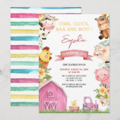 Oink Baa Moo Farm Animals Barnyard Birthday Kaart (Voorkant / Achterkant)