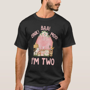 Oink Baa Moo I m Two met Het Boerderij en Dieren T-shirt