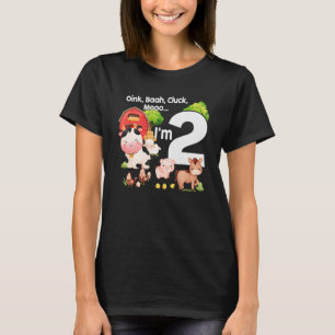 Oink Baa Moo Ik ben 2 Boerderij Thema 2 jaar oud T-shirt