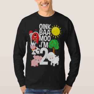 Oink Baa Moo Ik ben 2 Boerderij Theme 2 jaar oud T-shirt
