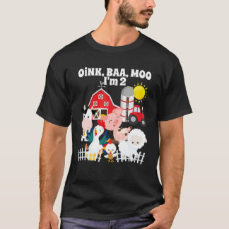 Oink Baa Moo Ik ben 2 Boerderij verjaardag 2 jaar T-shirt