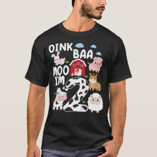 Oink Baa Moo Ik ben 2 boerderijdieren 2e verjaarda T-shirt