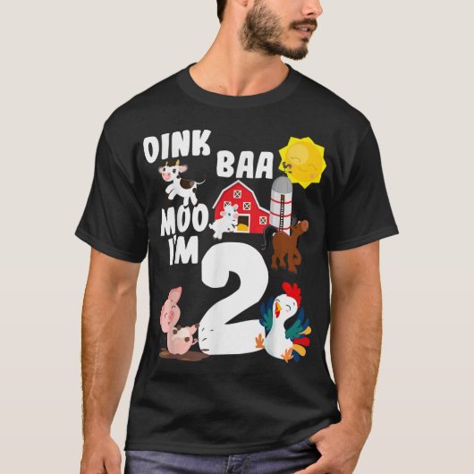Oink Baa Moo Ik ben 2 landbouwhuisdieren Theme Bir T-shirt (Voorkant)