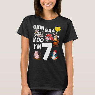 Oink Baa Moo Ik ben 7 Boerderij Thema 7 jaar oud T-shirt