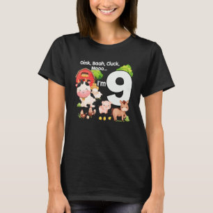 Oink Baa Moo Ik ben 9 Boerderij Theme 9 jaar oud T-shirt