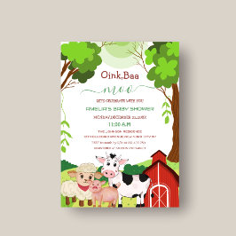 oink baa moo klein dier baby shower Uitnodiging