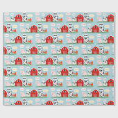 Oink Baa Moo Schuur Boerderij Verjaardagsfeest Cadeaupapier (Vlak)