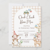 Oink Baa Moo Turning Two Birthday Invitation Edita Kaart (Voorkant)