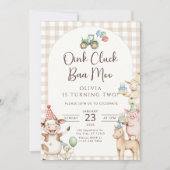 Oink Baa Moo Turning Two Birthday Invitation Kaart (Voorkant)