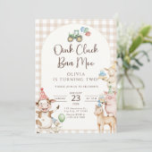 Oink Baa Moo Turning Two Birthday Invitation Kaart (Staand voorkant)