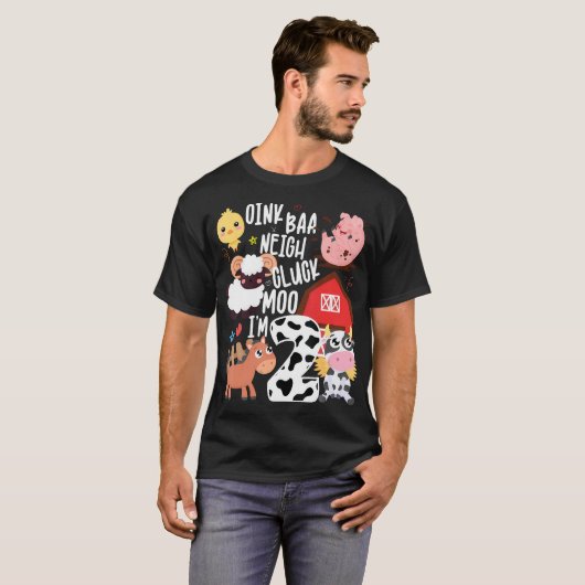 Oink Baa Neigh Cluck Moo In Twee Boer Verjaardag F T-shirt (Voorkant volledig)