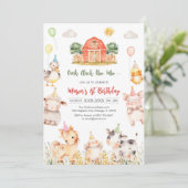 Oink Baa Quack Moo Farm Animals Birthday Kaart (Staand voorkant)