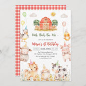 Oink Baa Quack Moo Farm Animals Birthday Kaart (Voorkant / Achterkant)