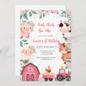 Oink Baa Quack Moo Farm Animals Birthday Kaart (Voorkant / Achterkant)