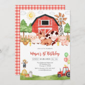 Oink Baa Quack Moo Farm Animals Birthday Kaart (Voorkant / Achterkant)