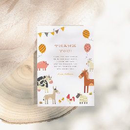 Oink Baa Quack Moo Farm Animals Birthday Party Bedankkaart