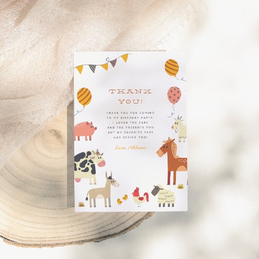 Oink Baa Quack Moo Farm Animals Birthday Party Bedankkaart