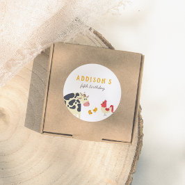 Oink Baa Quack Moo Farm Animals Birthday Party Ronde Sticker