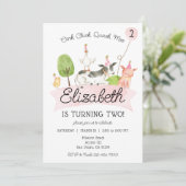 Oink Baa Quack Moo Girls Barnyard Birthday Party I Kaart (Staand voorkant)