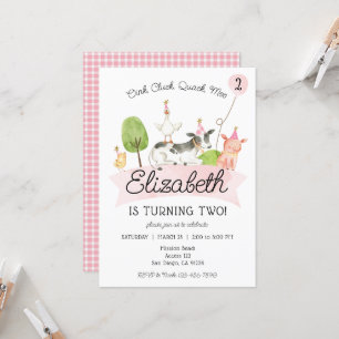 Oink Baa Quack Moo Girls Barnyard Birthday Party I Kaart