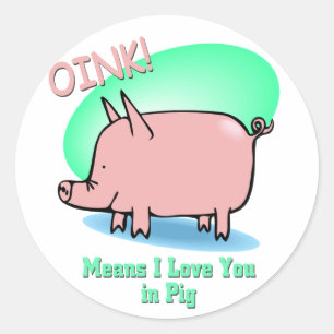 Oink betekent dat ik van je hou ronde sticker