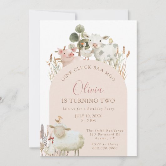 Oink Cluck Baa Moo Barnyard Verjaardag Kaart (Voorkant)