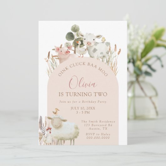 Oink Cluck Baa Moo Barnyard Verjaardag Kaart (Staand voorkant)