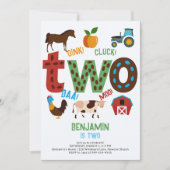 Oink Cluck Baa Moo Boerderij Barn Ranch 2e Verjaar Kaart (Voorkant)