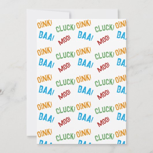 Oink Cluck Baa Moo Boerderij Barn Ranch 2e Verjaar Kaart (Achterkant)